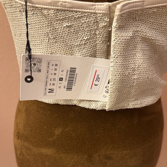 Zara Cream Strapless Crop Top - Picture 5 of 9